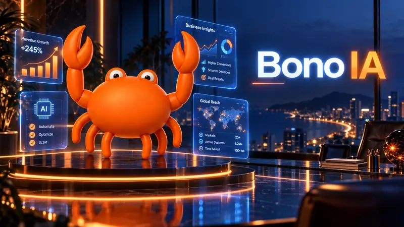 Mr Crab 7 junto al rótulo luminoso Bono IA con la bahía de Las Palmas de Gran Canaria de noche