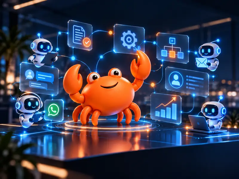Mr Crab 7 coordinando empleados de IA con paneles de WhatsApp, documentos, CRM y métricas